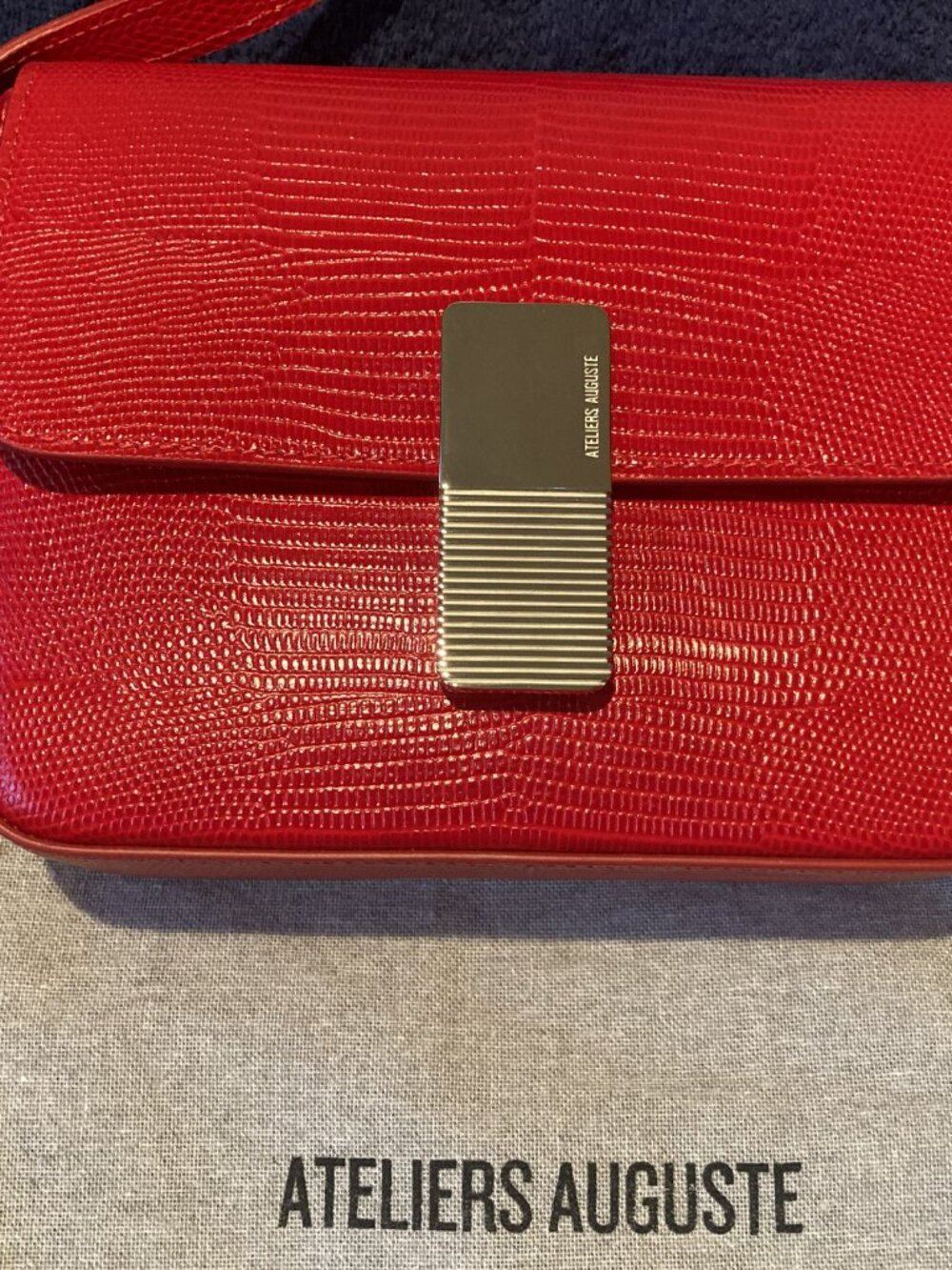 Ateliers Auguste Mini Monceau Red Lizard Embossed Leather